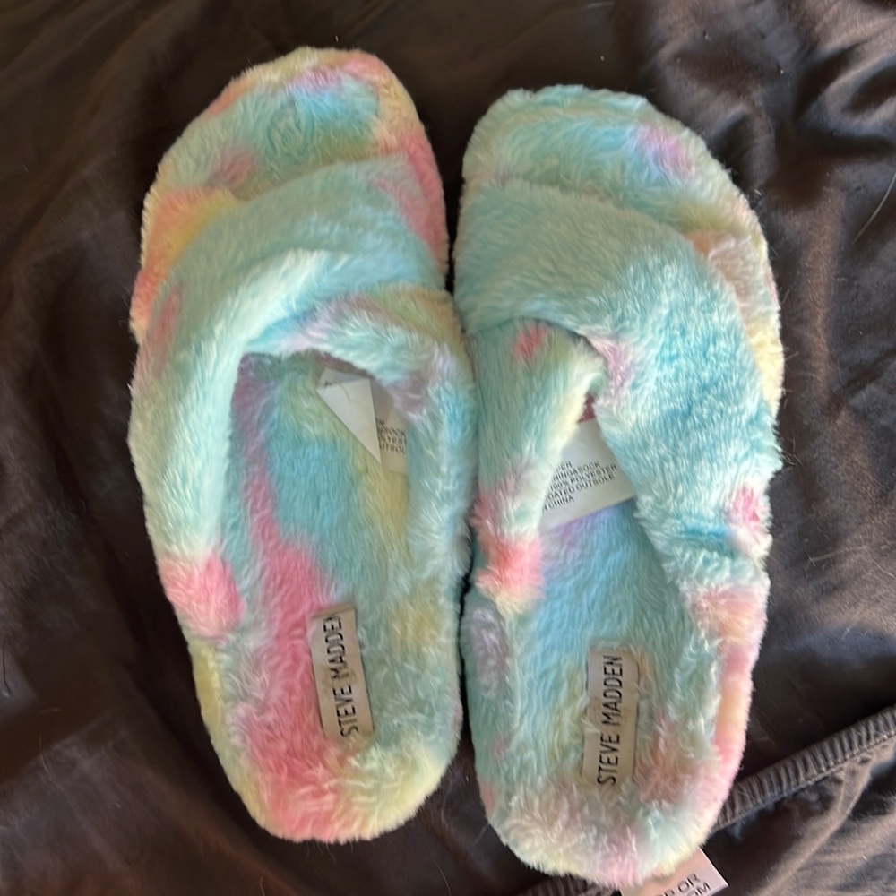 Rainbow Steve Madden slippers